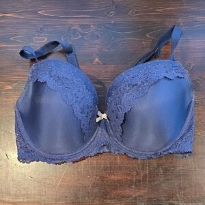 Victoria's Secret Dream Angels Lined Demi Bra 36DD Blue Floral Lace Underwire